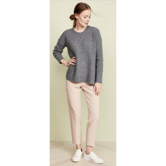 💕VINCE💕 Side Slit Crew Neck Ribbed Sweater ~ Medium Grey Medium NWOT - Picture 4 of 16